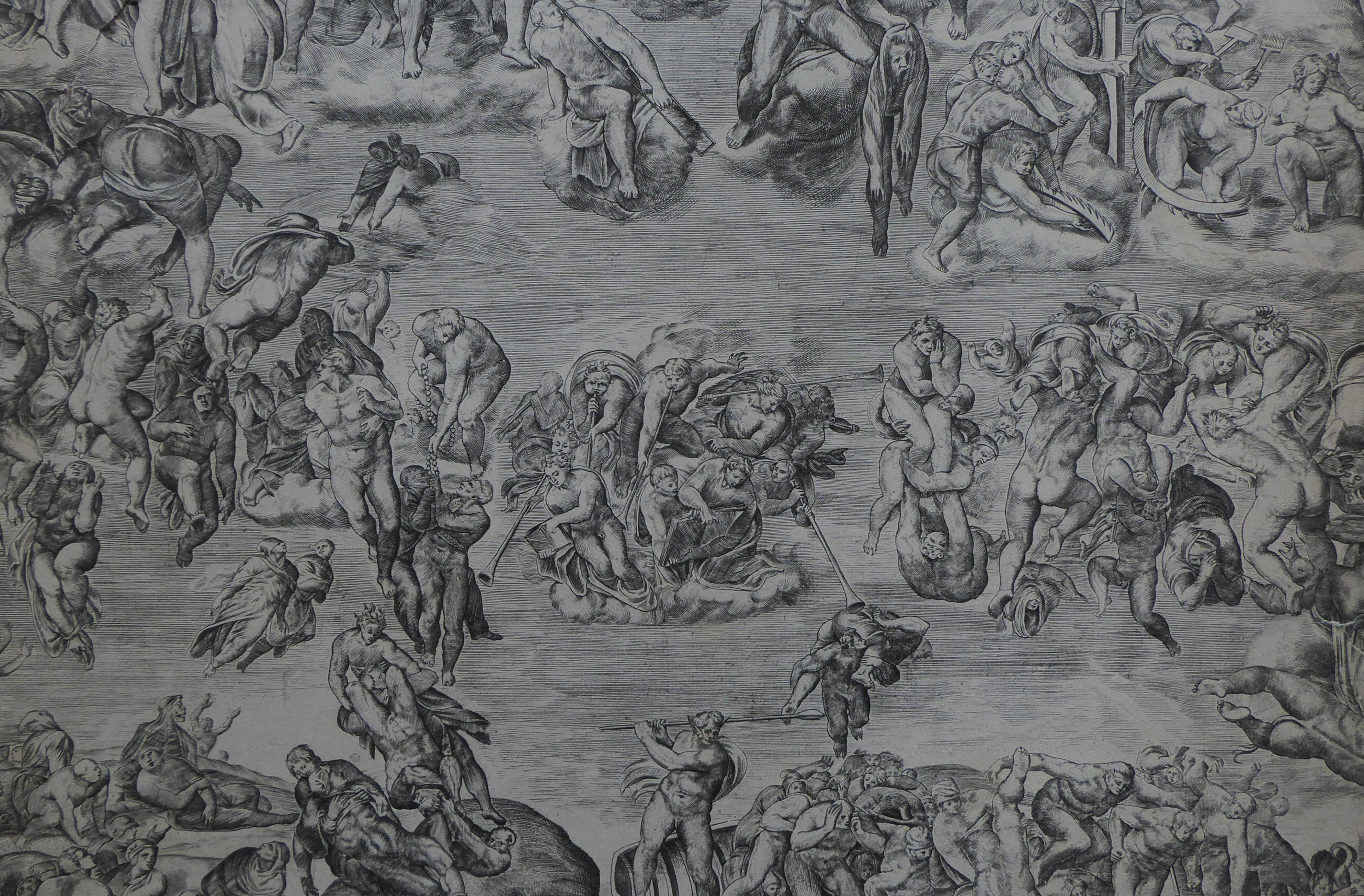 18th Century and Earlier Antique Engraving 'the Last Judgement from the Sistine Chapel' For Sale