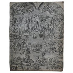Antike Gravur „Der letzte Judgement in der Sistine-Kapelle“