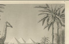 Antique Engraving – Wildlife with Giraffe, Antelopes, Camels & Pyramids, ca.1855