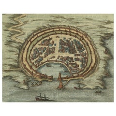 Gravure ancienne avec un plan de Rhodes, Grèce, 1688