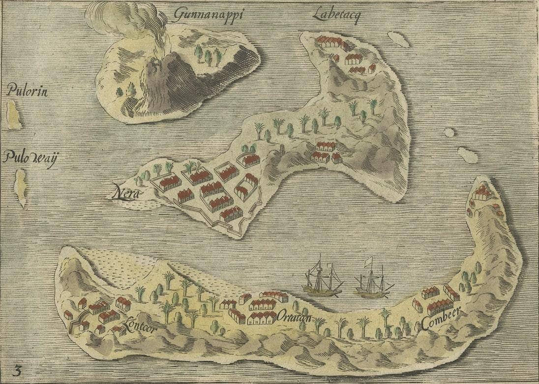 Antique Engravings of Mauritius and Indonesia, incl de Banda Islands, c.1730