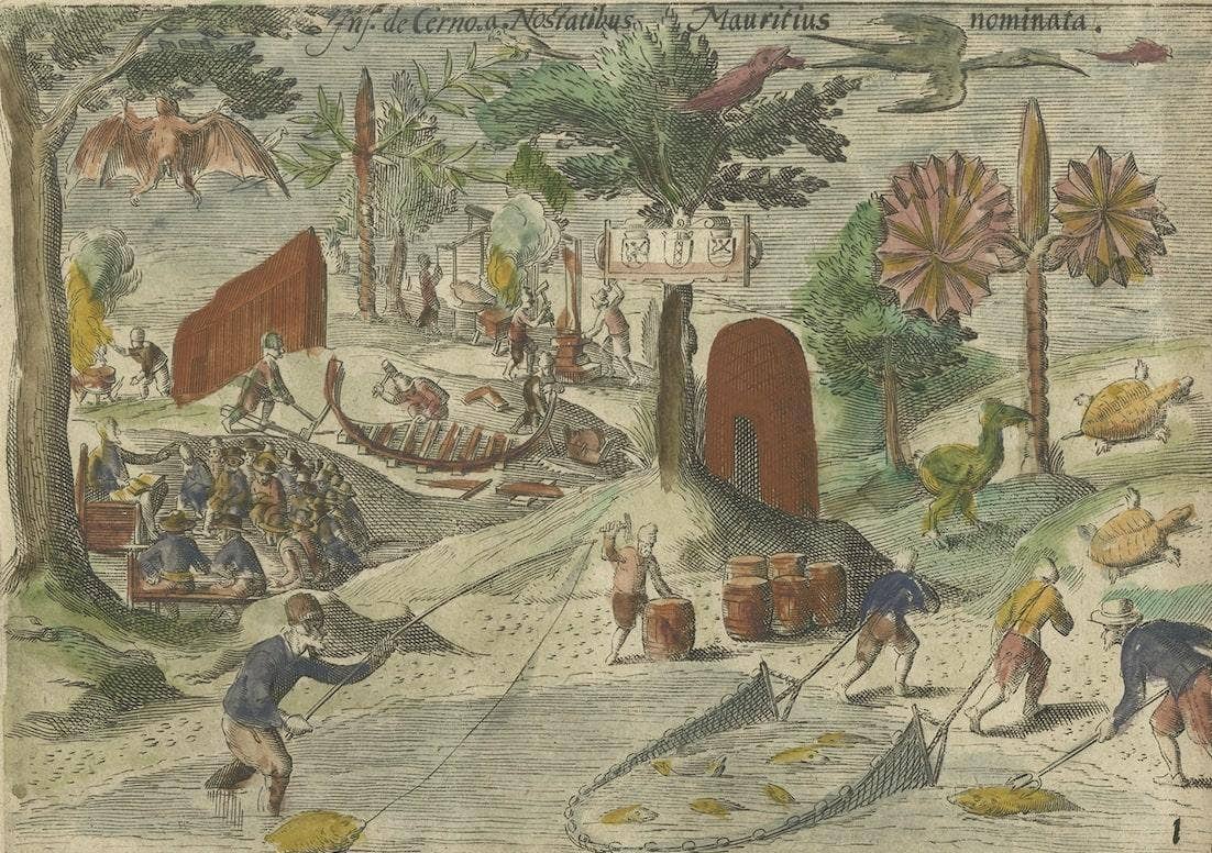 Antique Engravings of Mauritius and Indonesia, incl de Banda Islands, c.1730