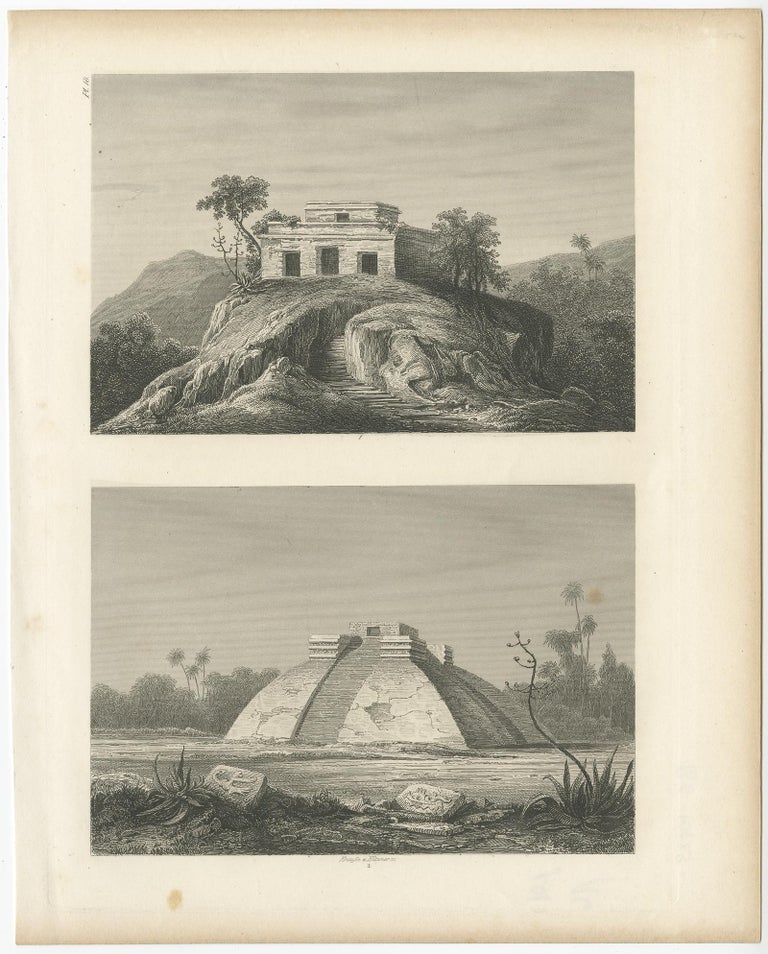 Antique Engravings on One Sheet Depicting Ruins in Mexico, 1857 For ...
