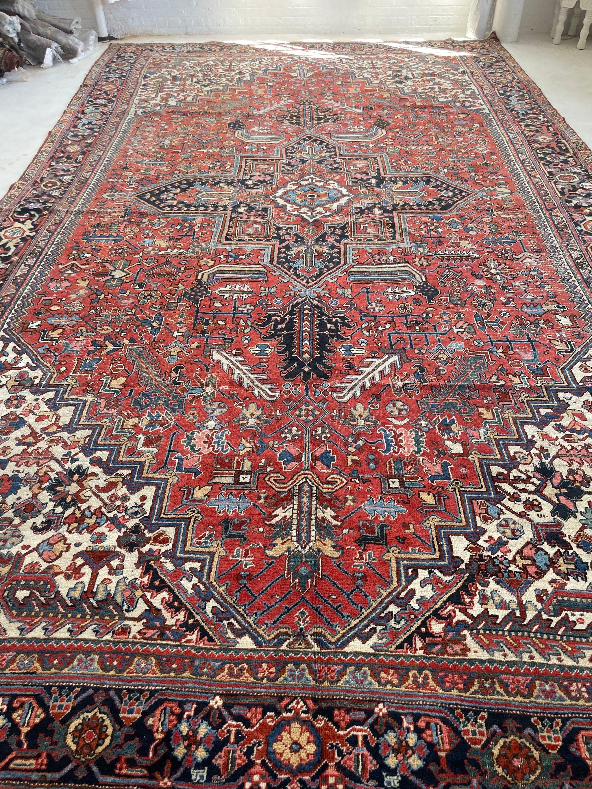 Hand-Knotted Antique Enormous Palace Size Heriz Rug, circa 1930's For Sale