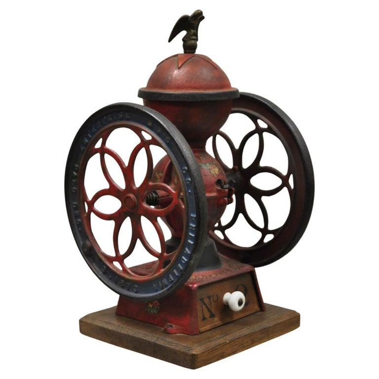 Vintage ACME Recast Enterprise Mfg No. 2 Red Black Cast Iron Coffee