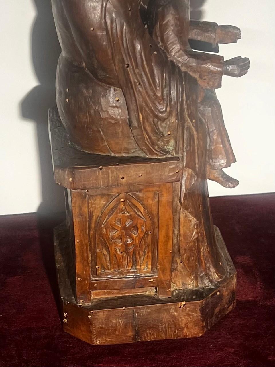 Gothic Antique Enthroned Virgin Mary and Child For Sale