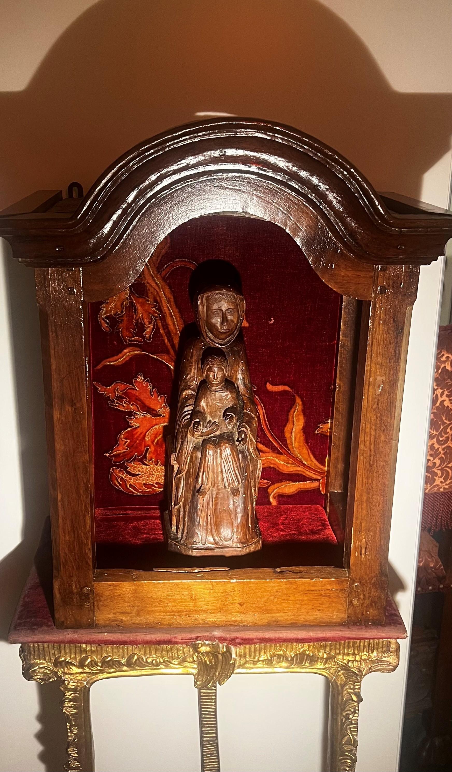 Carved Antique Enthroned Virgin Mary and Child For Sale