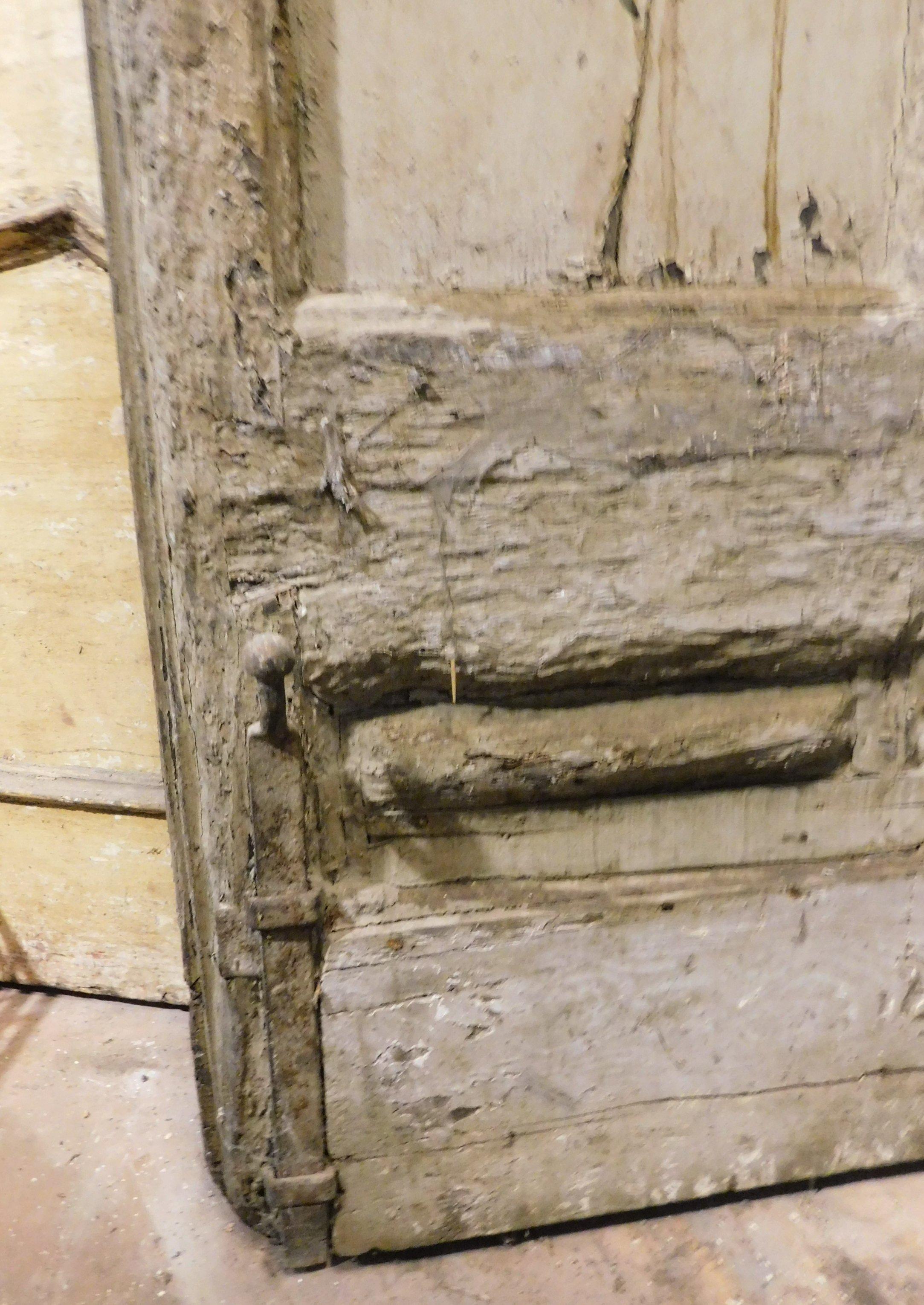 Antike Eingangstür, aus geschnitztem braunem Kastanienholz, zu restaurieren, 1700, Italien im Angebot 5
