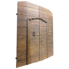 Ancienne porte d'entrée en noyer clouté, petite porte intérieure, Italie du XVIIIe siècle