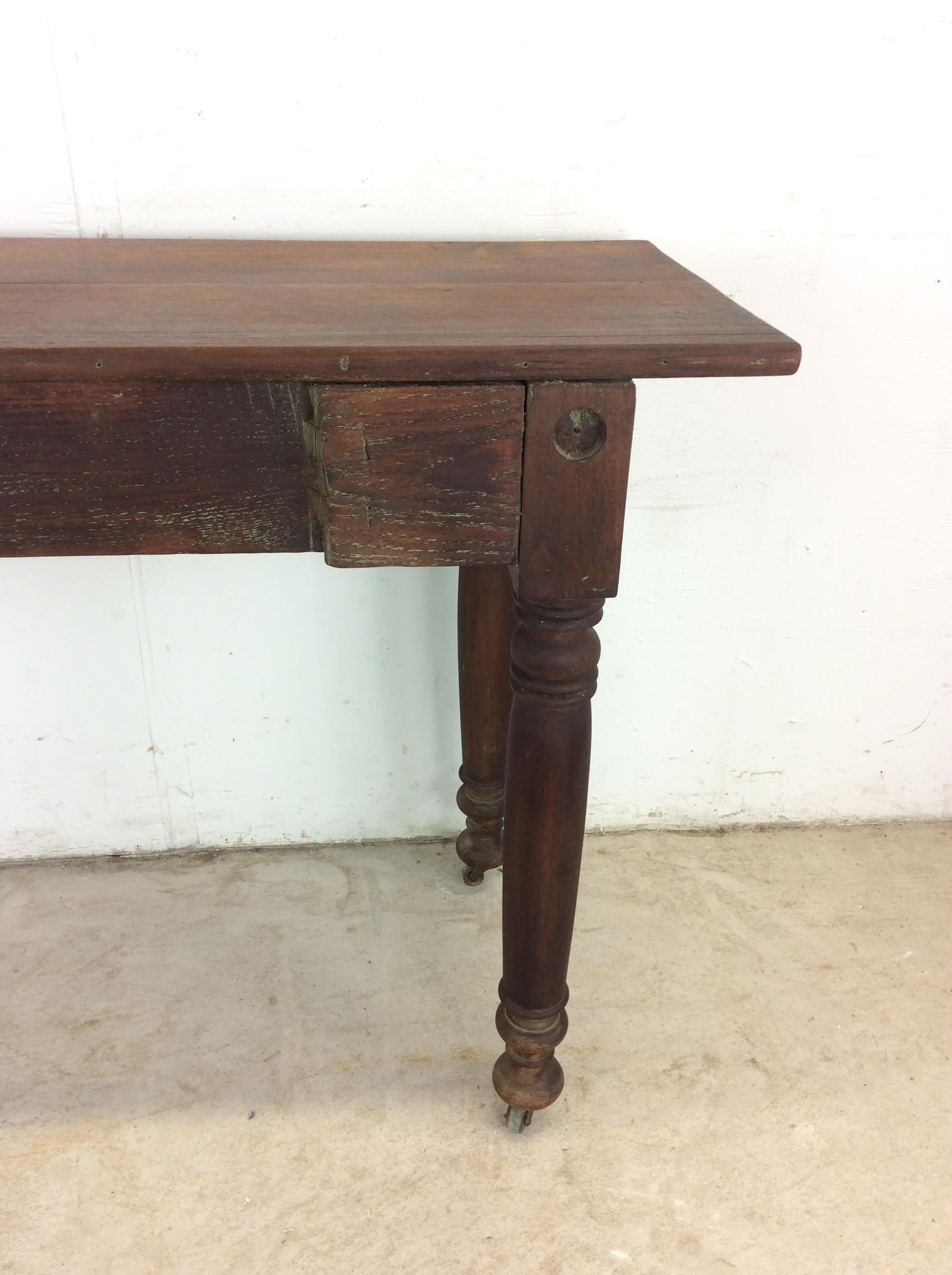 Table console antique pour canapé d'entrée avec plateau en bois massif en vente 13