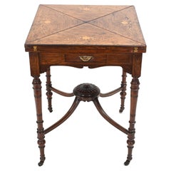 Table ancienne enveloppe avec incrustation de jeux édouardiennes, 1910