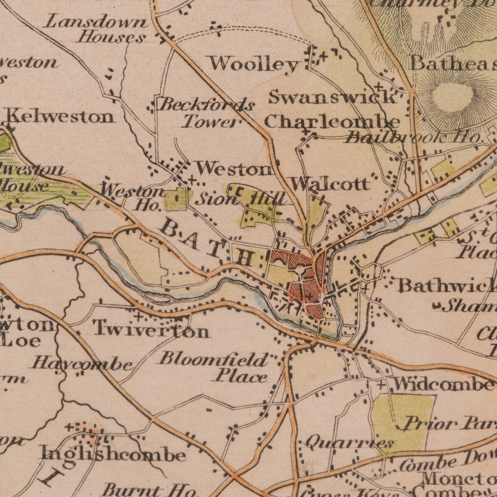 Mappa antica dei dintorni di Bath e Bristol, Inglese, Cartografia incorniciata, Vittoriana in vendita 4