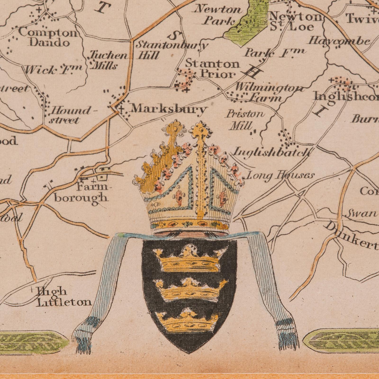 Mappa antica dei dintorni di Bath e Bristol, Inglese, Cartografia incorniciata, Vittoriana in vendita 1