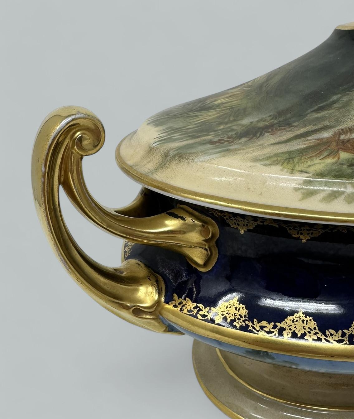 Antique centre de table de soupe Epiag Royal Czechoslovakian Porcelaine peinte à la main 2