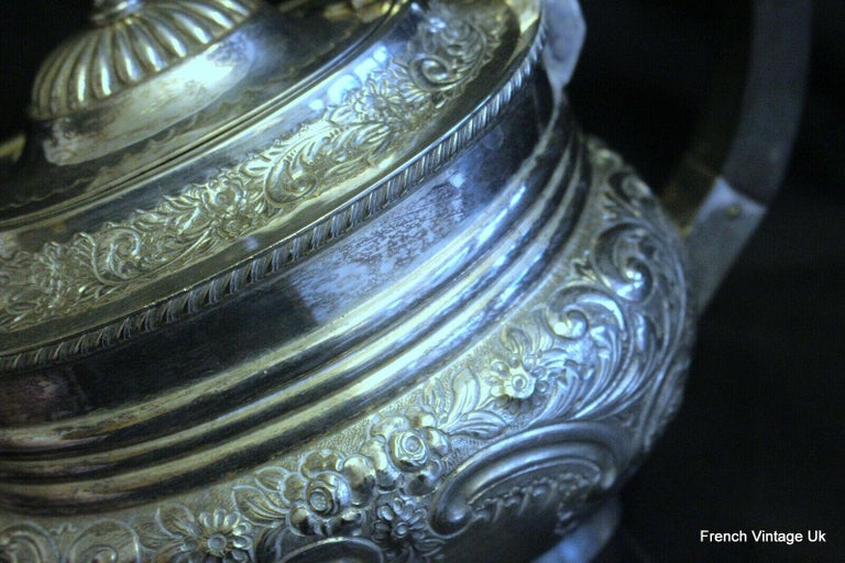 Antique E.P.N.S. Embossed Silver Plated Tea Pot 19th For