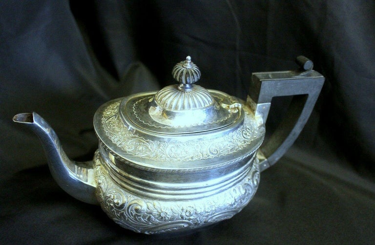 Antique E.P.N.S. Embossed Silver Plated Tea Pot 19th For