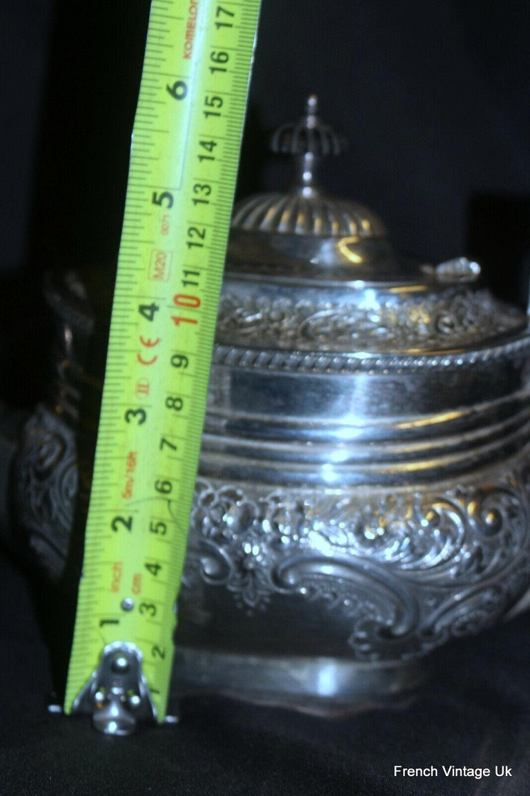 Antique E.P.N.S. Embossed Silver Plated Tea Pot 19th For