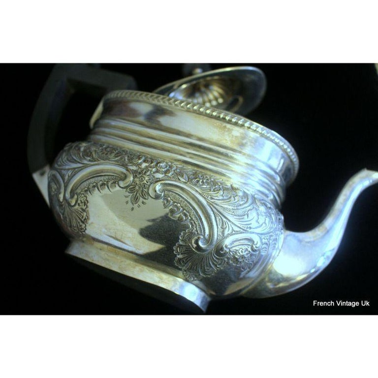 Antique E.P.N.S. Embossed Silver Plated Tea Pot 19th For