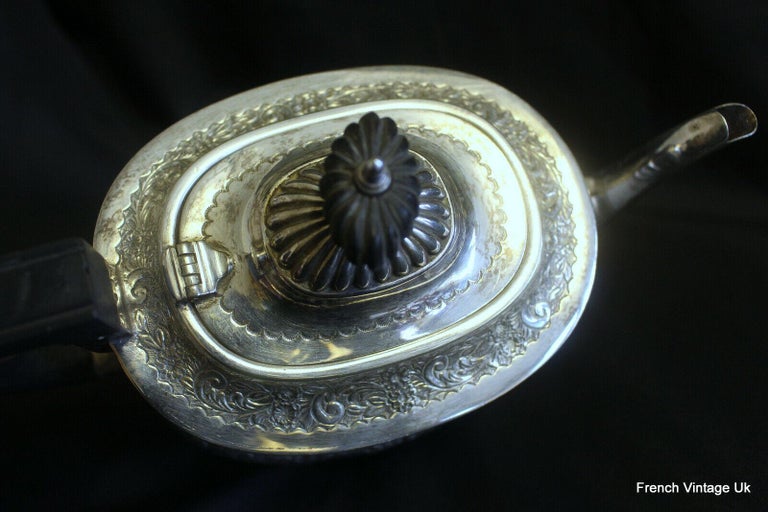 Antique E.P.N.S. Embossed Silver Plated Tea Pot 19th For