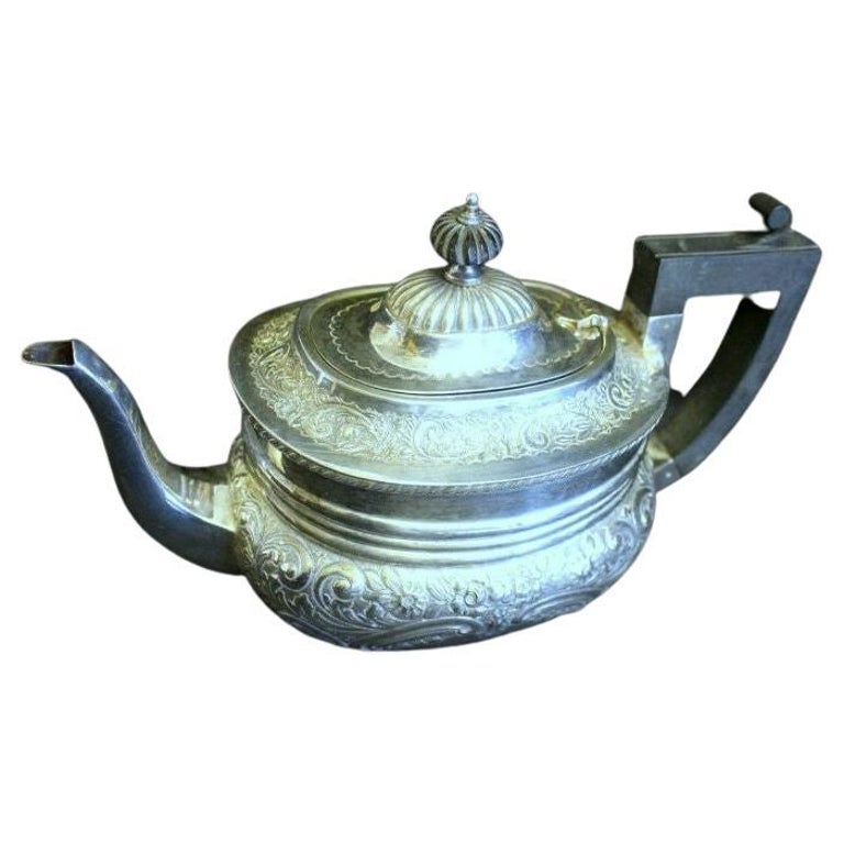 Antique E.P.N.S. Embossed Silver Plated Tea Pot 19th For