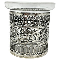 Antique EPNS Silver Pierced Edwardian Celery Server with Glass Insert