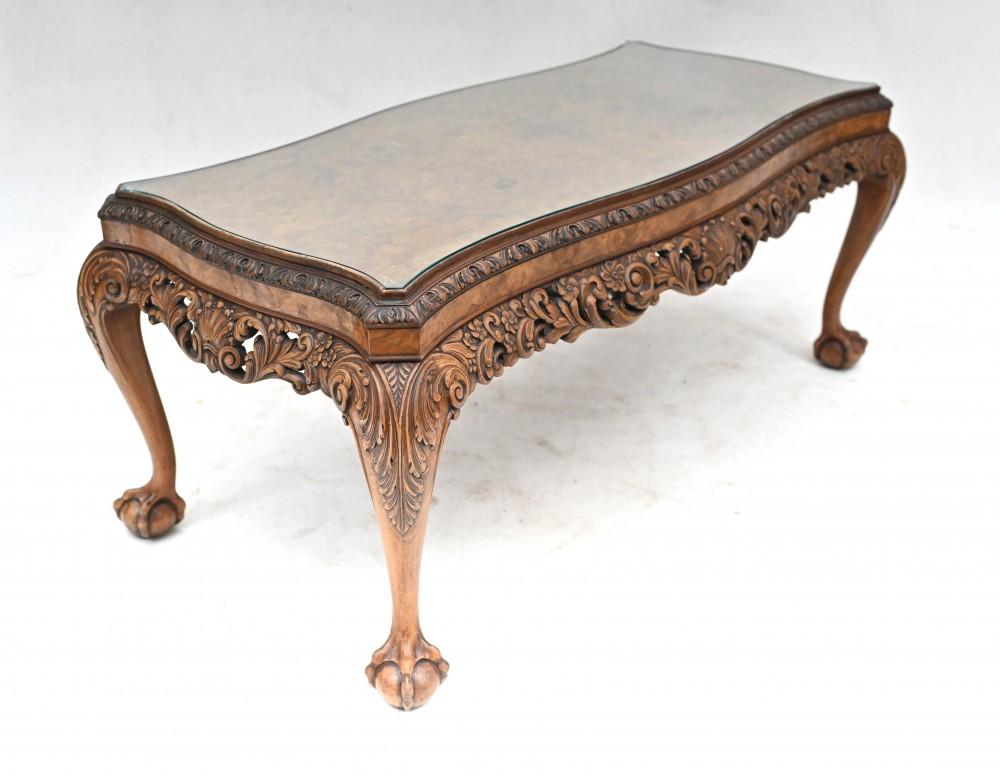 Mid-20th Century Antique Epstein Coffee Table Walnut Carved For Sale