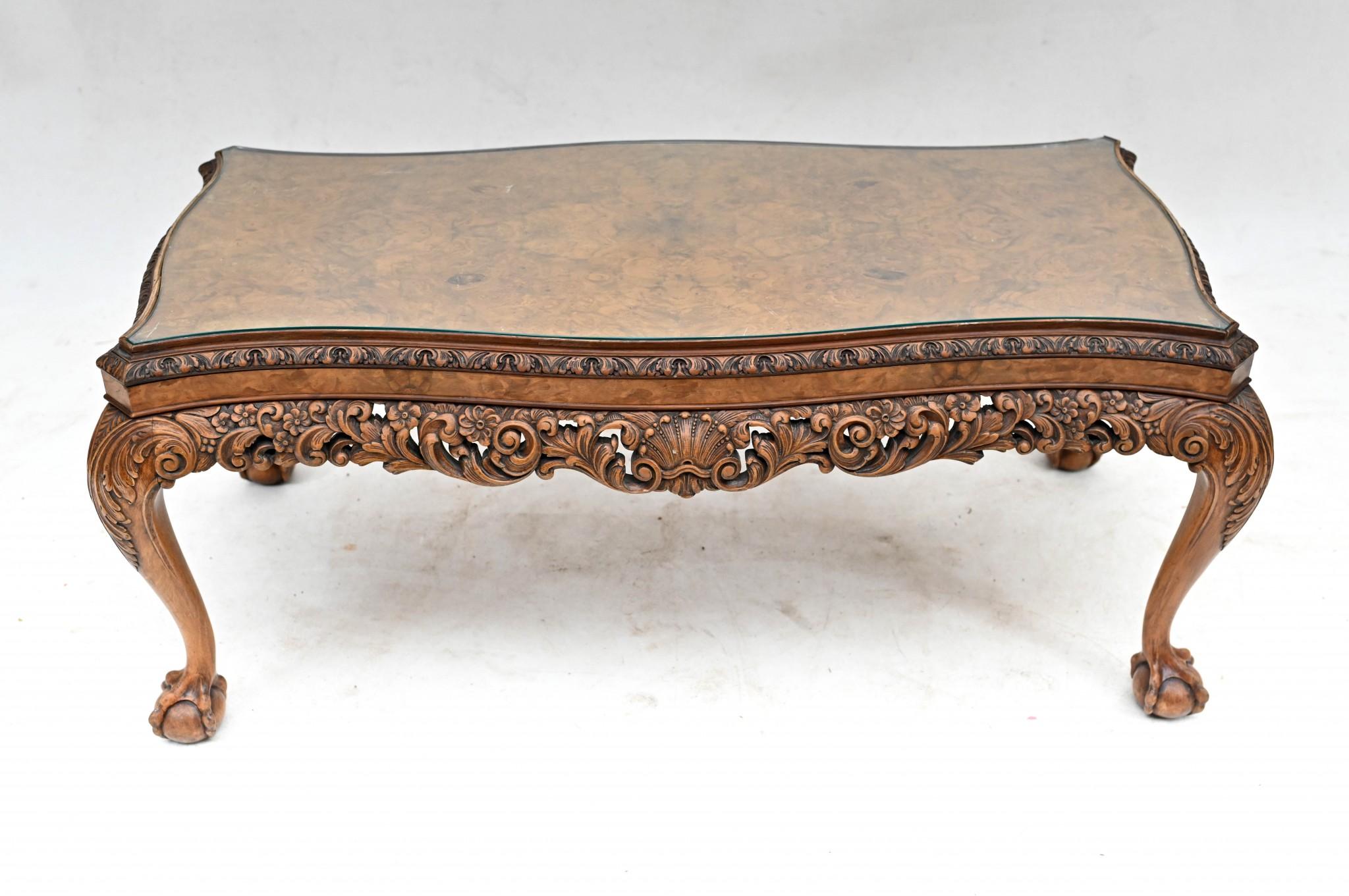 Antique Epstein Coffee Table Walnut Carved For Sale 2