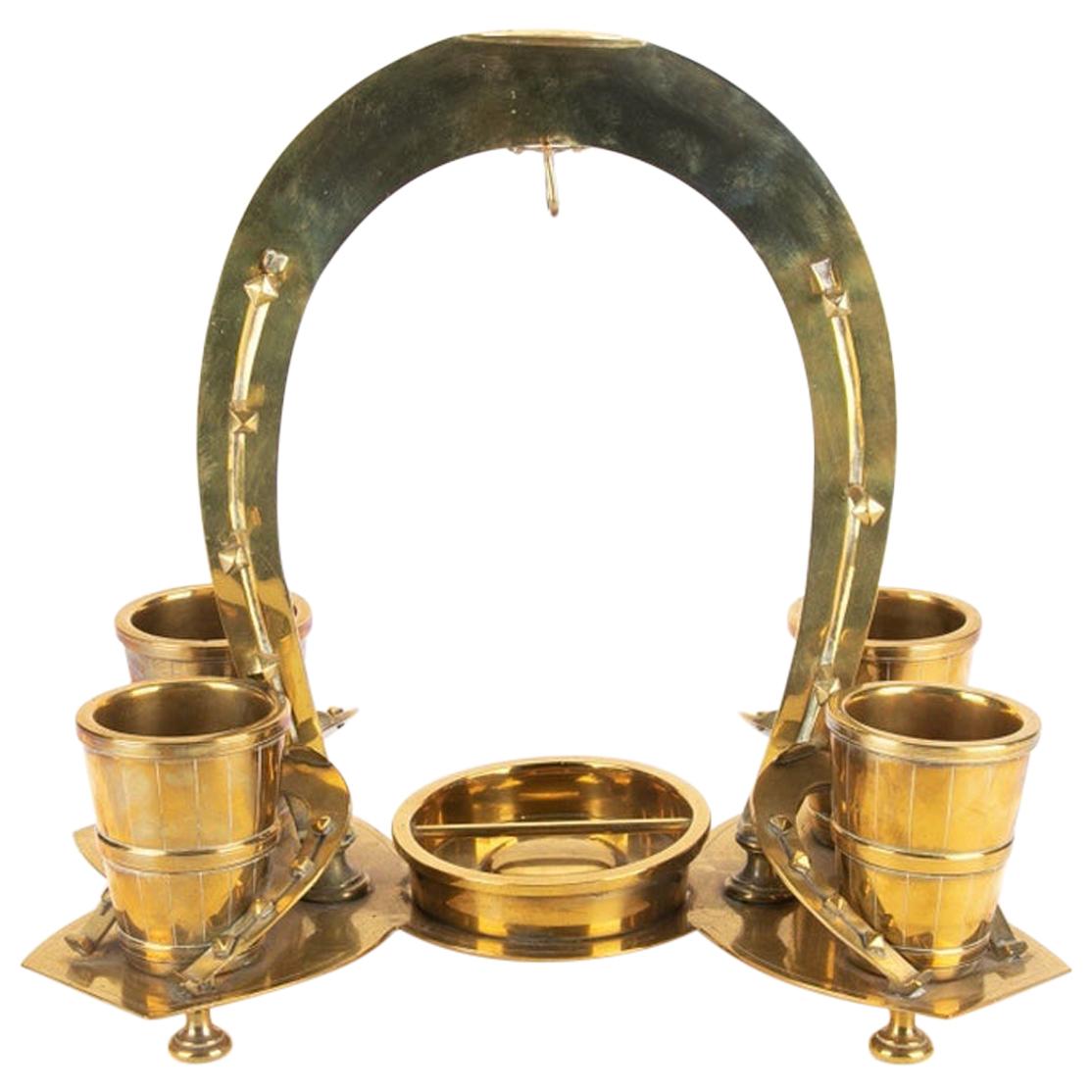 Antique Equestrian Brass Dresser Valet/ Watch Display For Sale