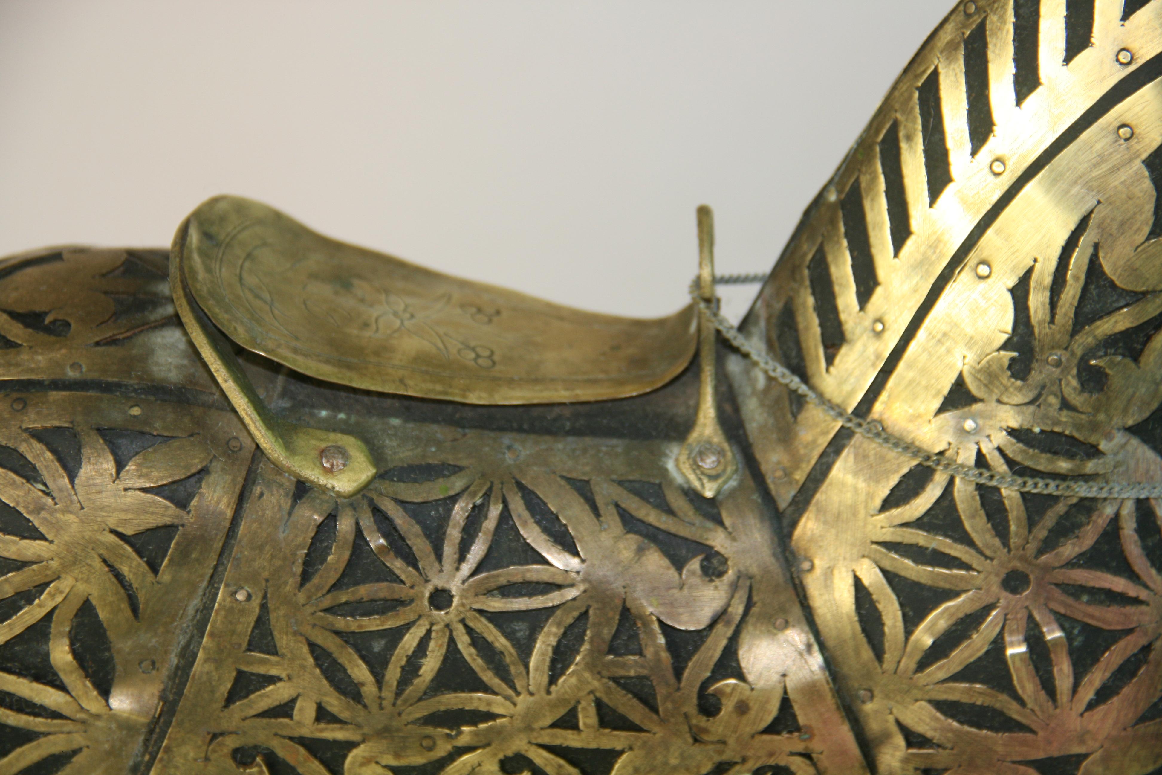 Antique Equestrian Brass Rapped Wood  Sculpture For Sale 6