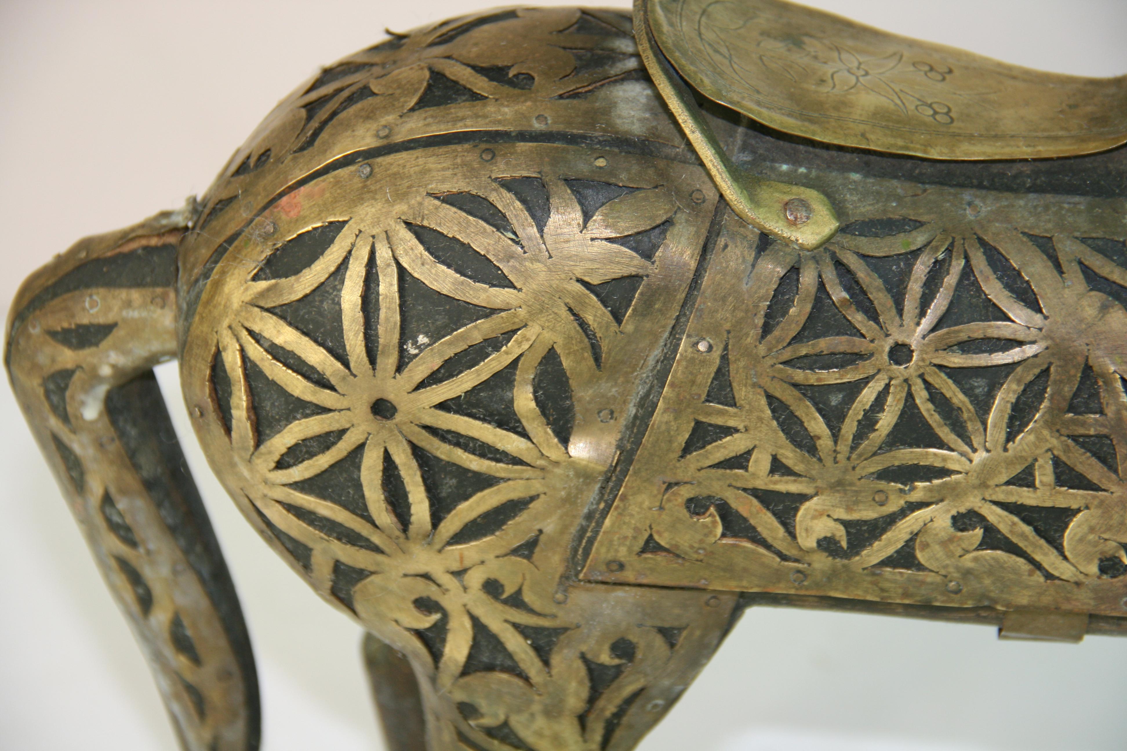 Antique Equestrian Brass Rapped Wood  Sculpture For Sale 7