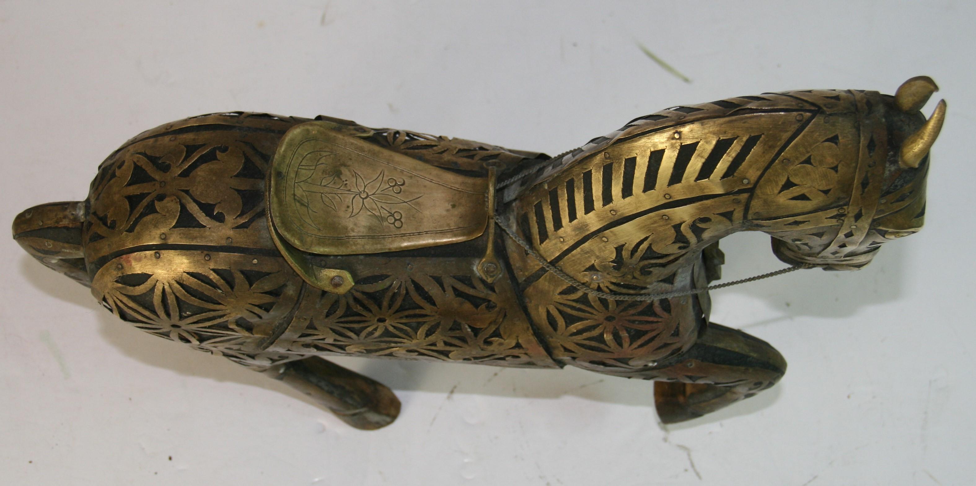 Antique Equestrian Brass Rapped Wood  Sculpture For Sale 5