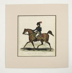 Antique Equestrian Etching 1817 Crown Prince of Sweden