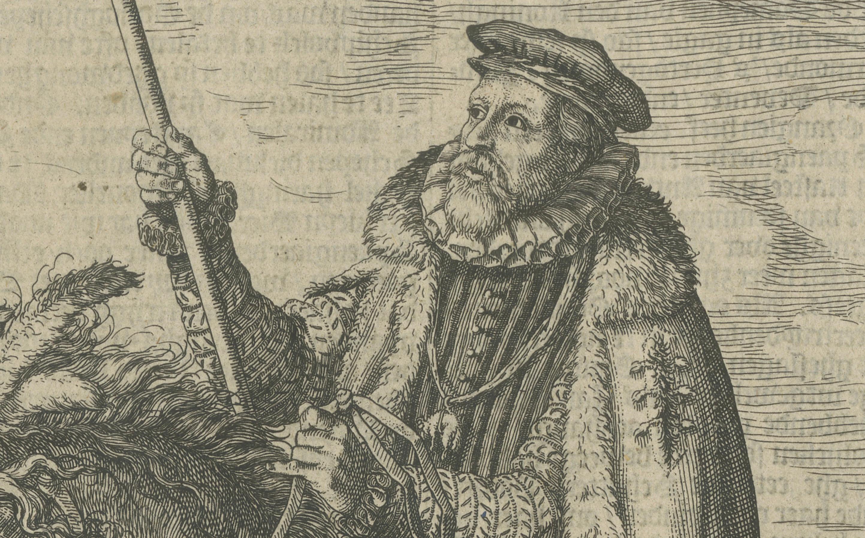 17ème siècle Portrait équestre ancien de Luis de Requeséns, eau-forte c.1620 en vente