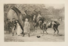 Antique Equestrian Print, Heywood Hardy Engraving "Too Late"