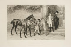 Antique Equestrian Print, Samuel Edmund Waller, Twixt Love and Duty, Photogravur