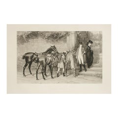 Impression équestre ancienne, Samuel Edmund Waller, « Twixt Love and Duty », photogravure