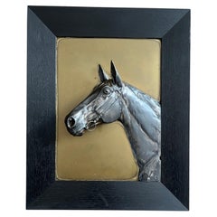 Antique Equestrian Relief Sculpture oak frame, by Oscar Pflug Germany Late 19thC