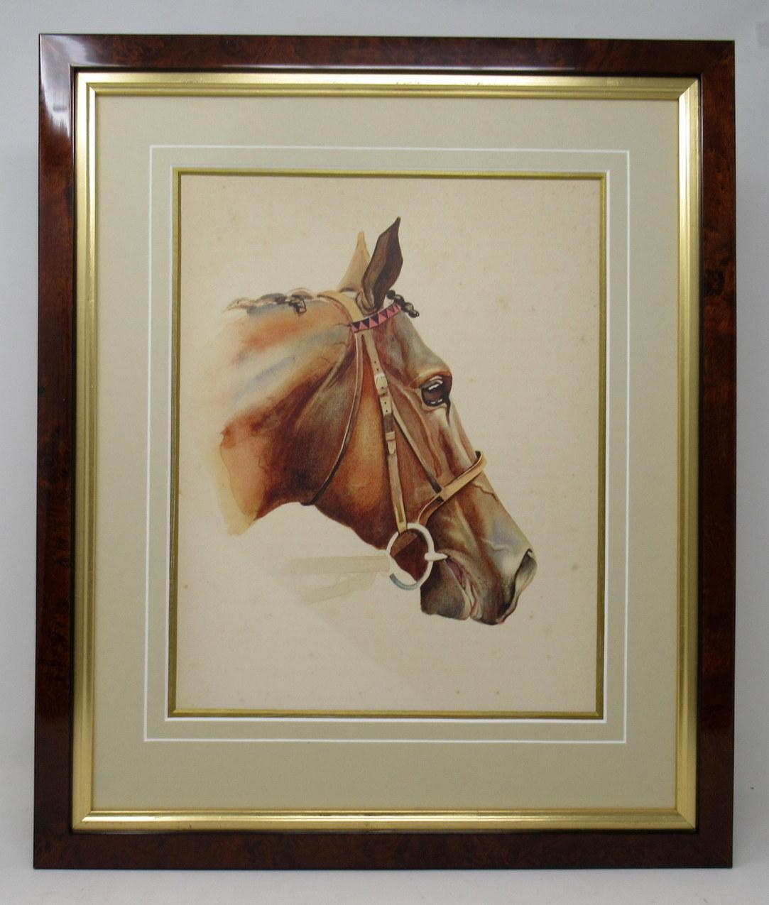 Edwardian Antique Equine Racehorse Painting Sir Gallahad French Thoroughbred Horse Racing