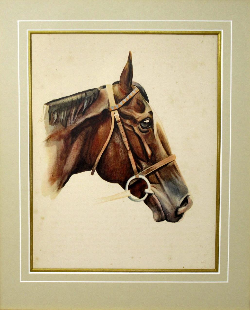 An exceptionally fine quality framed color print on paper of French origin, depicting a French thoroughbred racehorse named TOURBILLON.

Complete with printed eight-page booklet, see images. 

Professionally re-mounted on artists card within a
