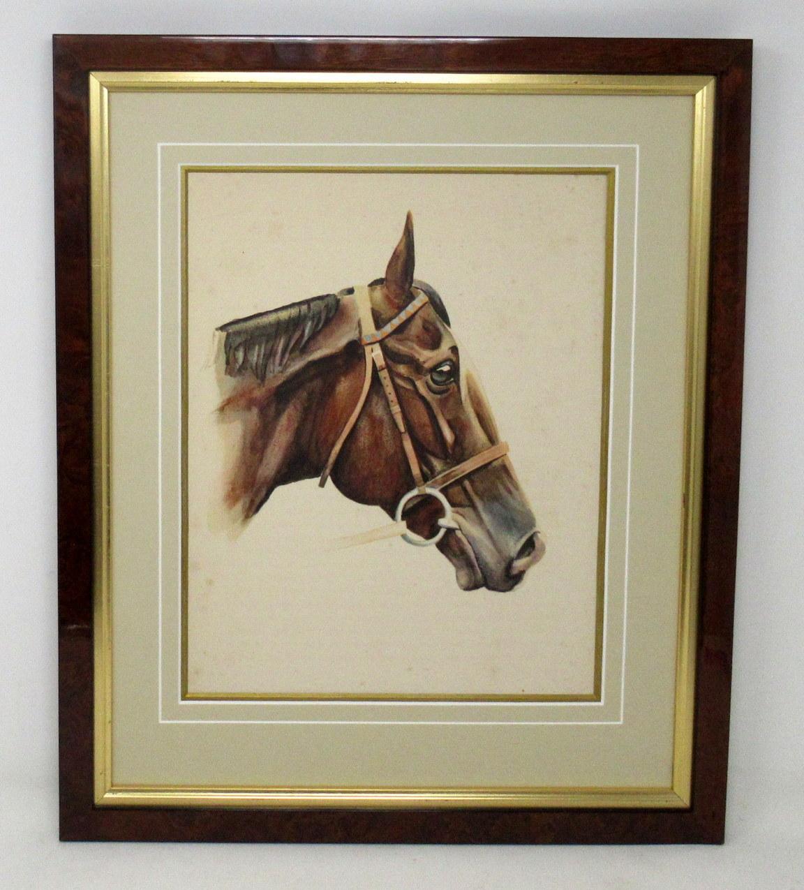 Edwardian Antique Equine Racehorse Painting Tourbillon French Thoroughbred Horse Racing 