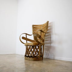 Antique  Equipal Chair Deer Leather Mexico 1940s