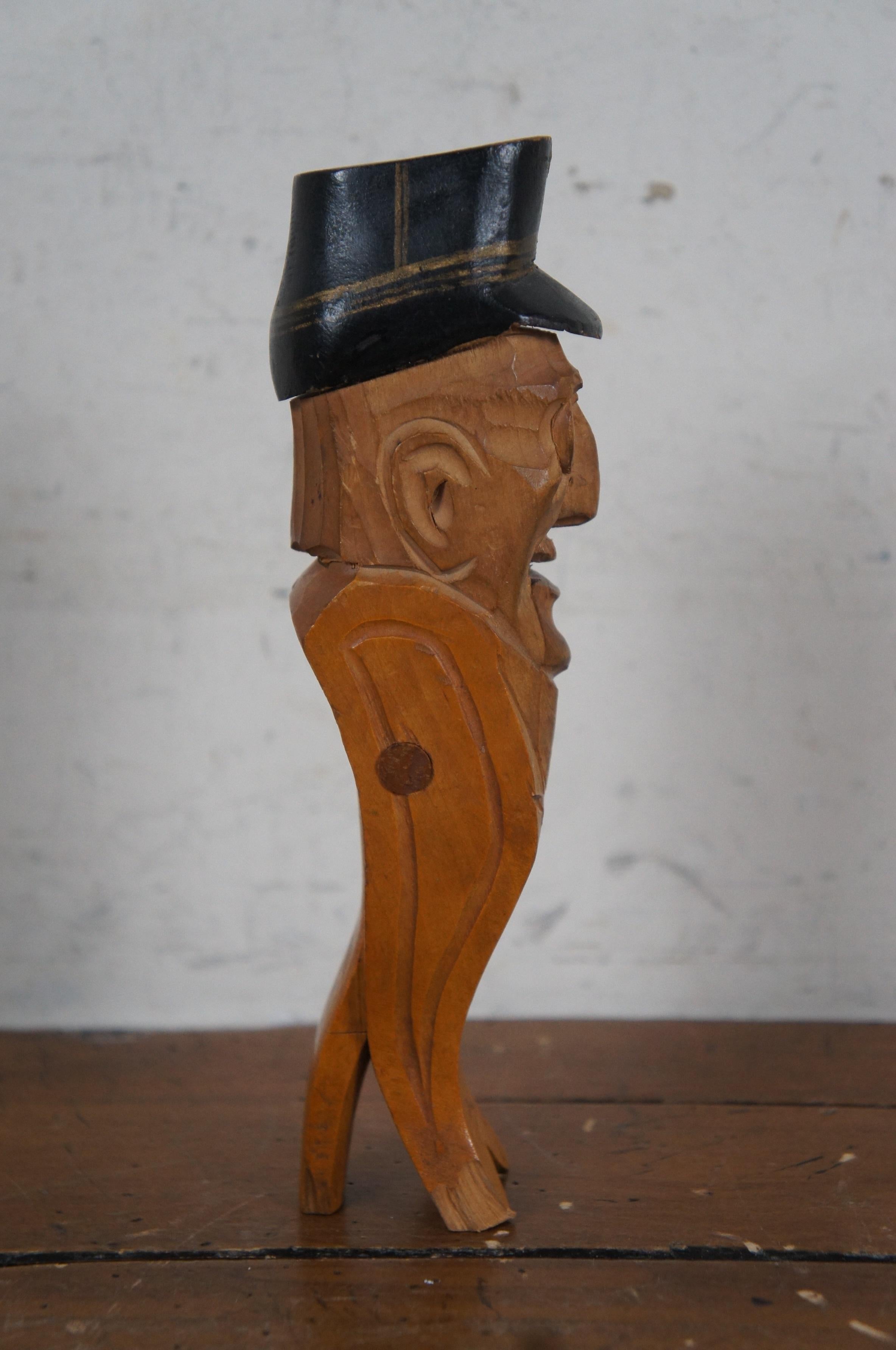 Antique Erik Molin Swiss Carved Birch Old Man Nutcracker Figurine w Fish Tail 8