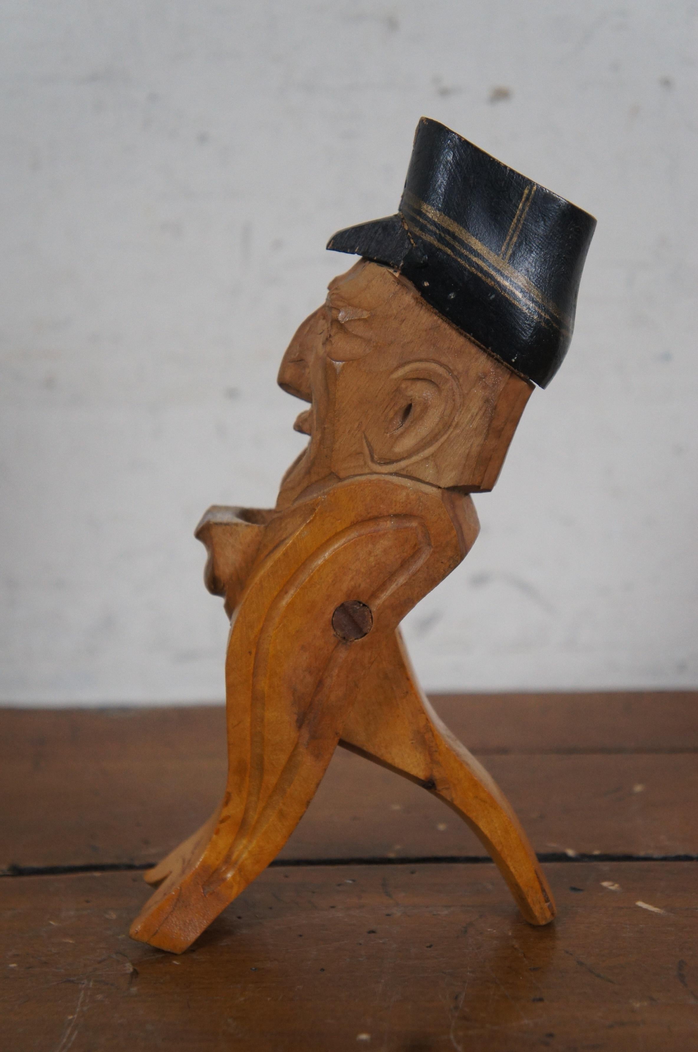Antique Erik Molin Swiss Carved Birch Old Man Nutcracker Figurine w Fish Tail 8