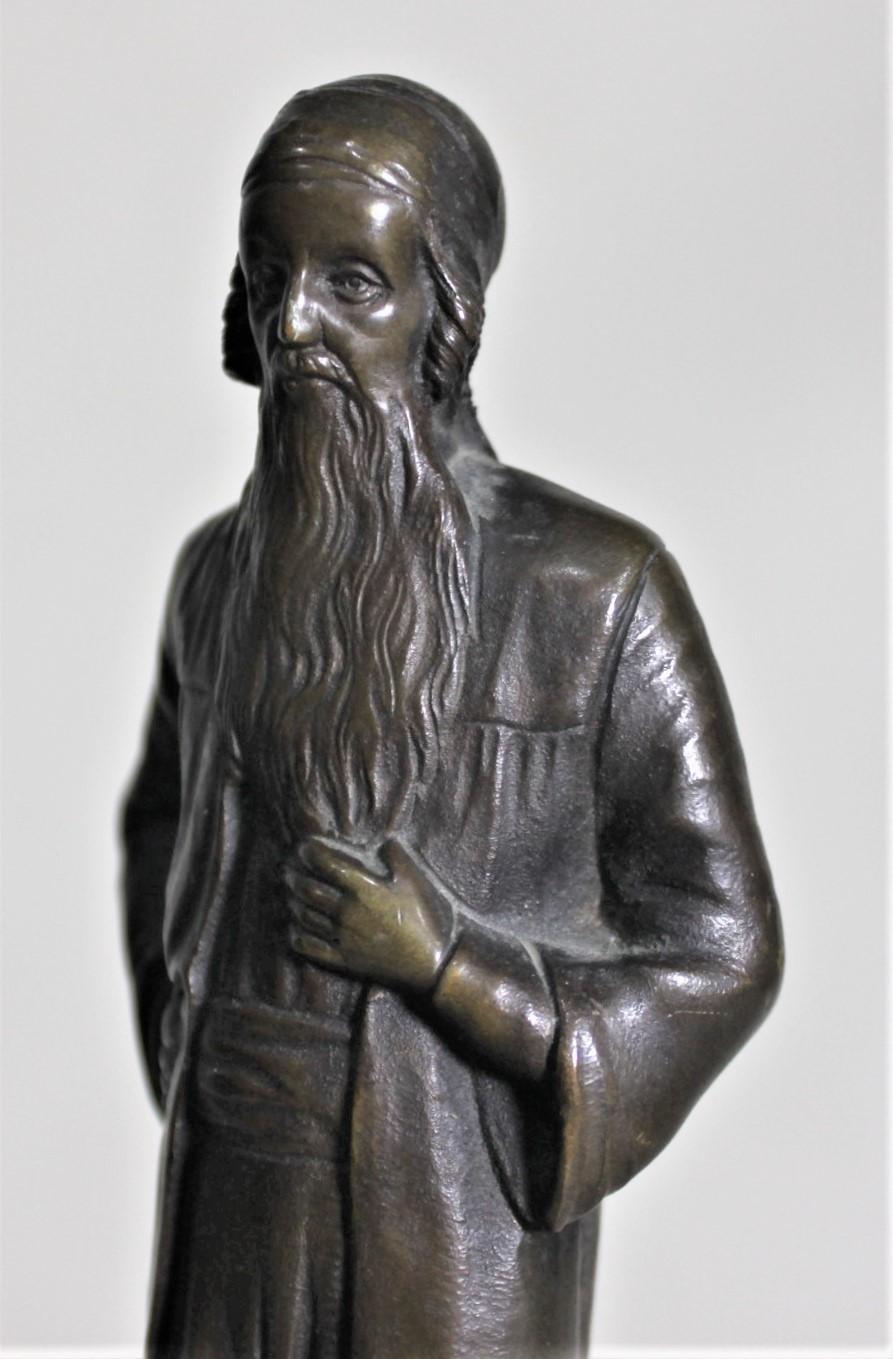 Antike antike Ernest Beck Patinierte Bronzeskulptur „Nathan“ auf schwarzem Marmorsockel im Angebot 3