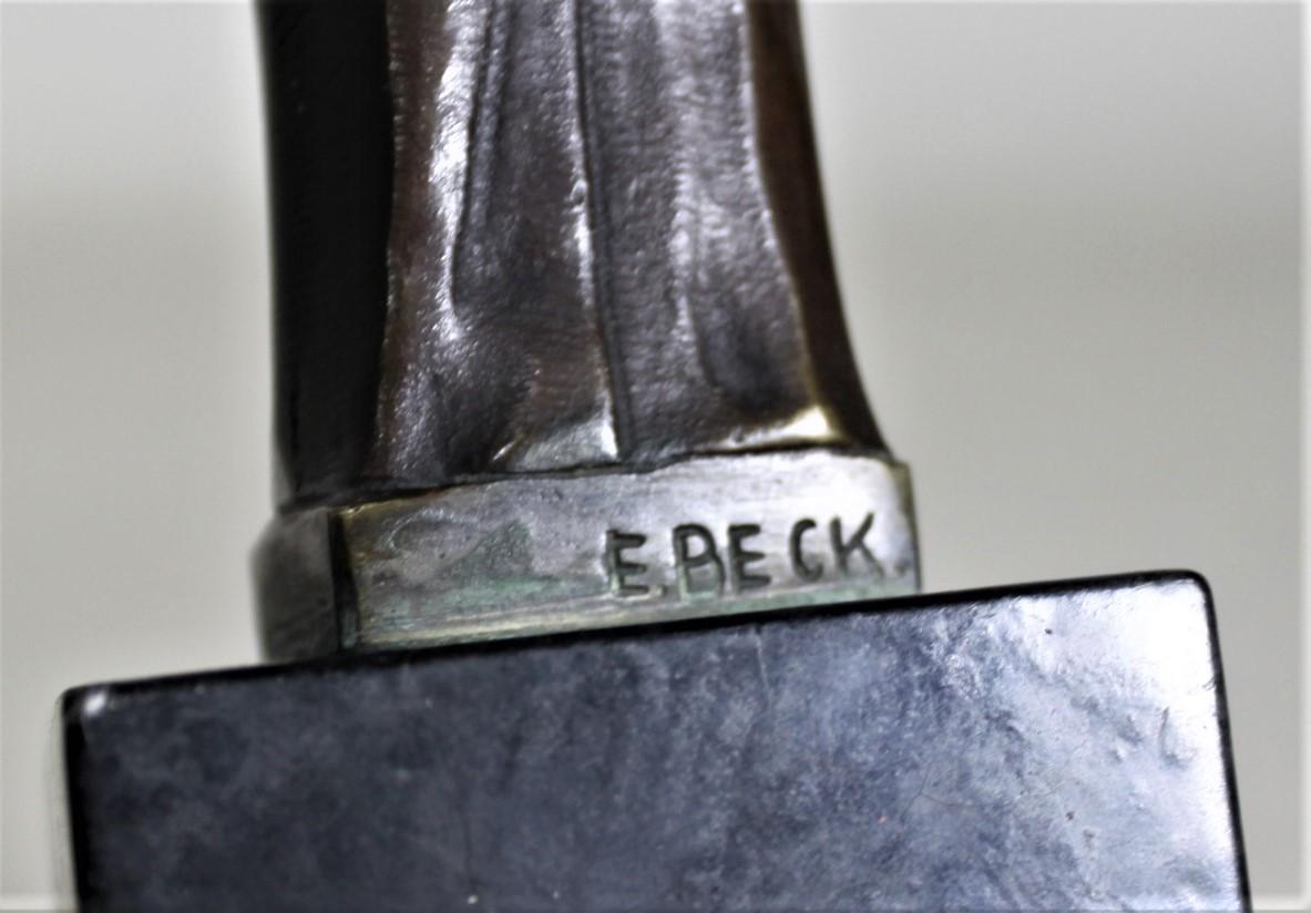 Antike antike Ernest Beck Patinierte Bronzeskulptur „Nathan“ auf schwarzem Marmorsockel im Angebot 5