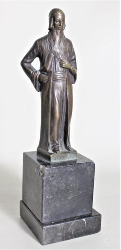 Antique Ernest Beck Patinated Bronze Sculpture of 'Nathan' on Black Marble Base