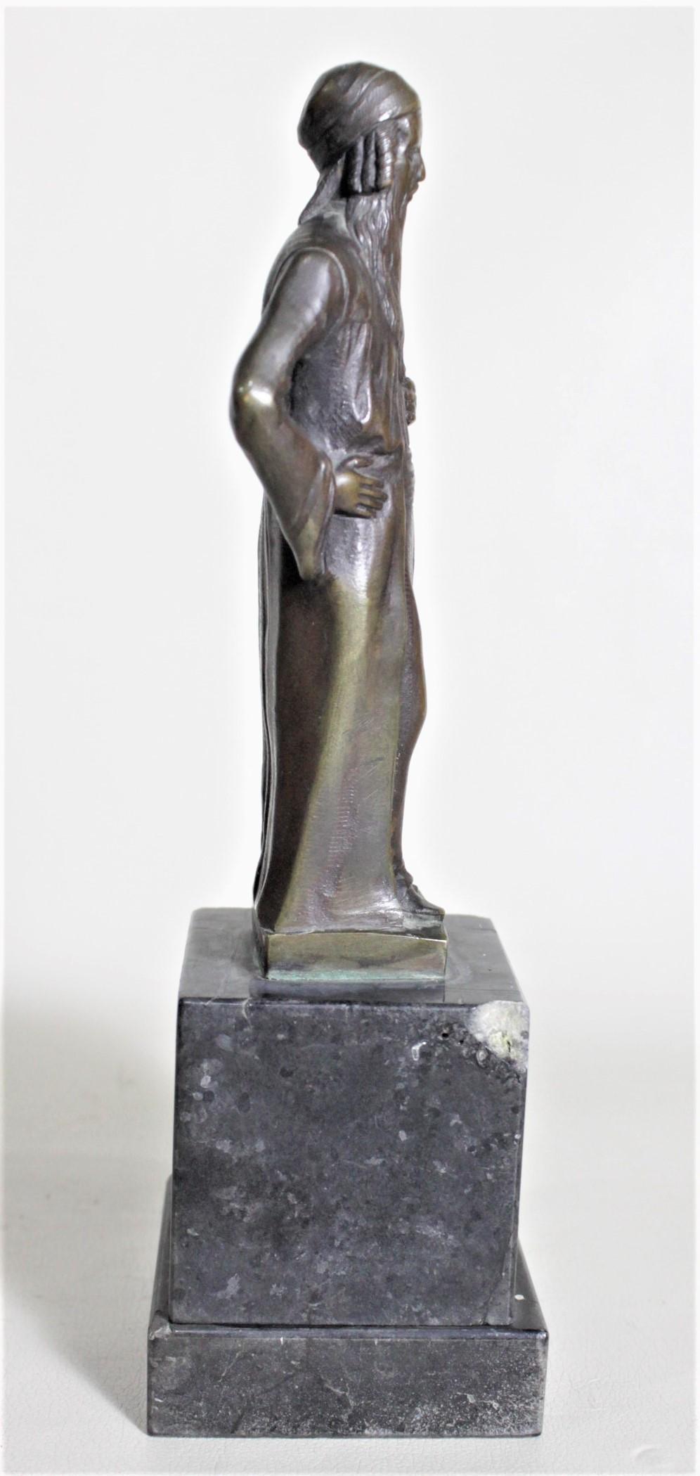 Cast Antique Ernest Beck Patinated Bronze Sculpture of 'Nathan' on Black Marble Base For Sale