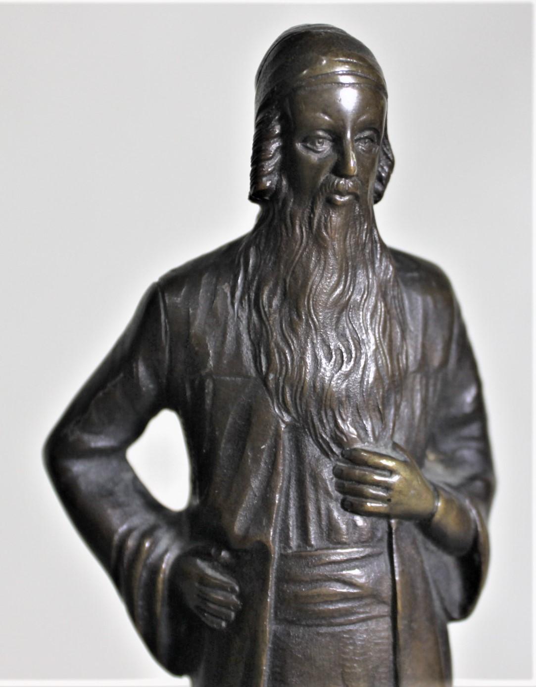 Antike antike Ernest Beck Patinierte Bronzeskulptur „Nathan“ auf schwarzem Marmorsockel im Angebot 2
