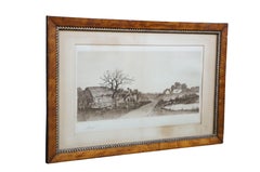 Antique Ernest C Rost A Wayside Conversation Farm Landscape Etching 29"