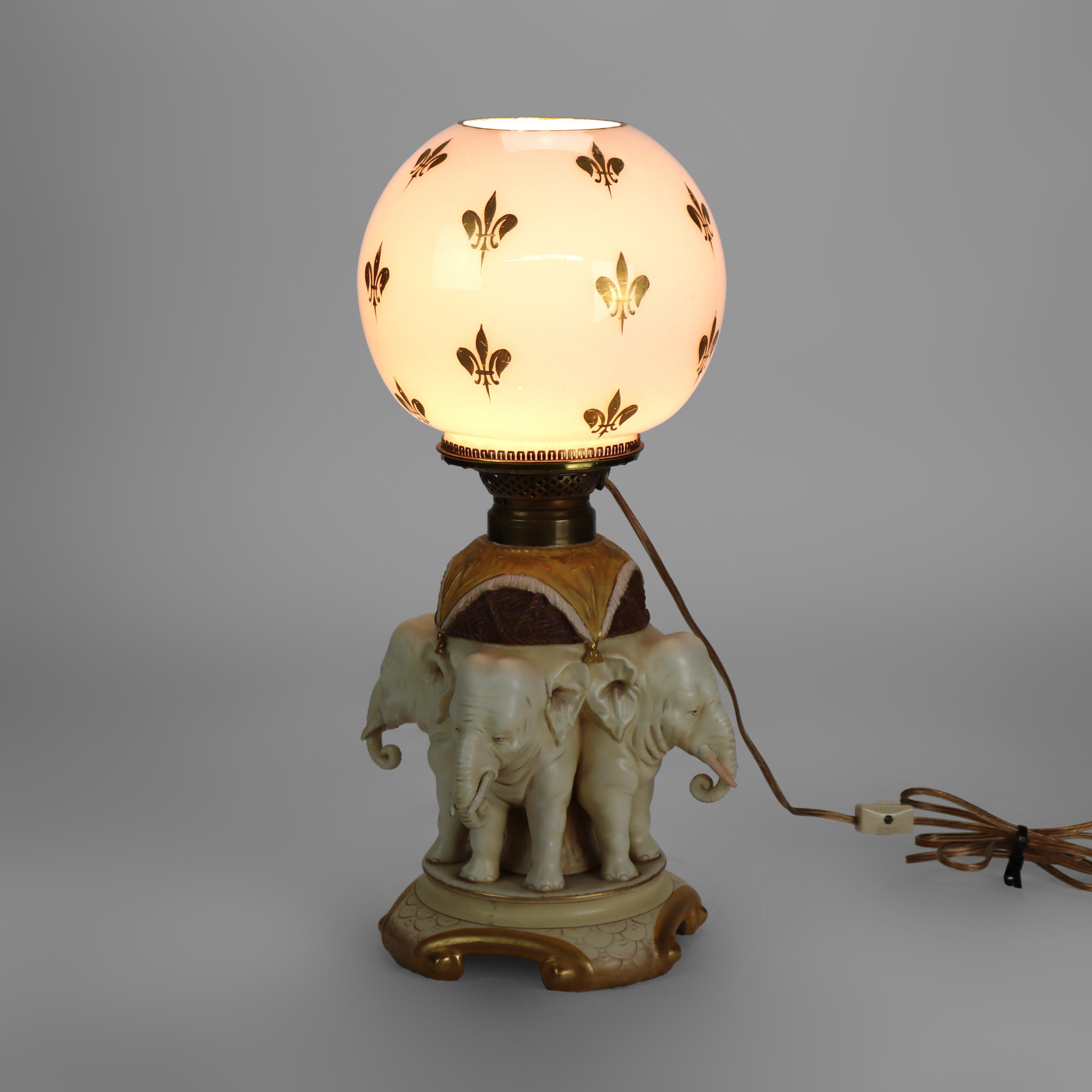 Antique Ernst Wahliss Austrian Amphora Figural Elephant Porcelain Lamp c1920 Bon état - En vente à Big Flats, NY